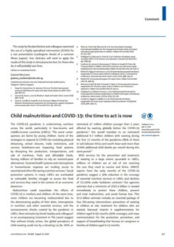 Child malnutrition and COVID-19 the time to act is now